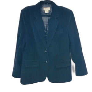 Ellen B Corduroy Blazer Jacket Sz 40 Black Academia Minimalist Vintage